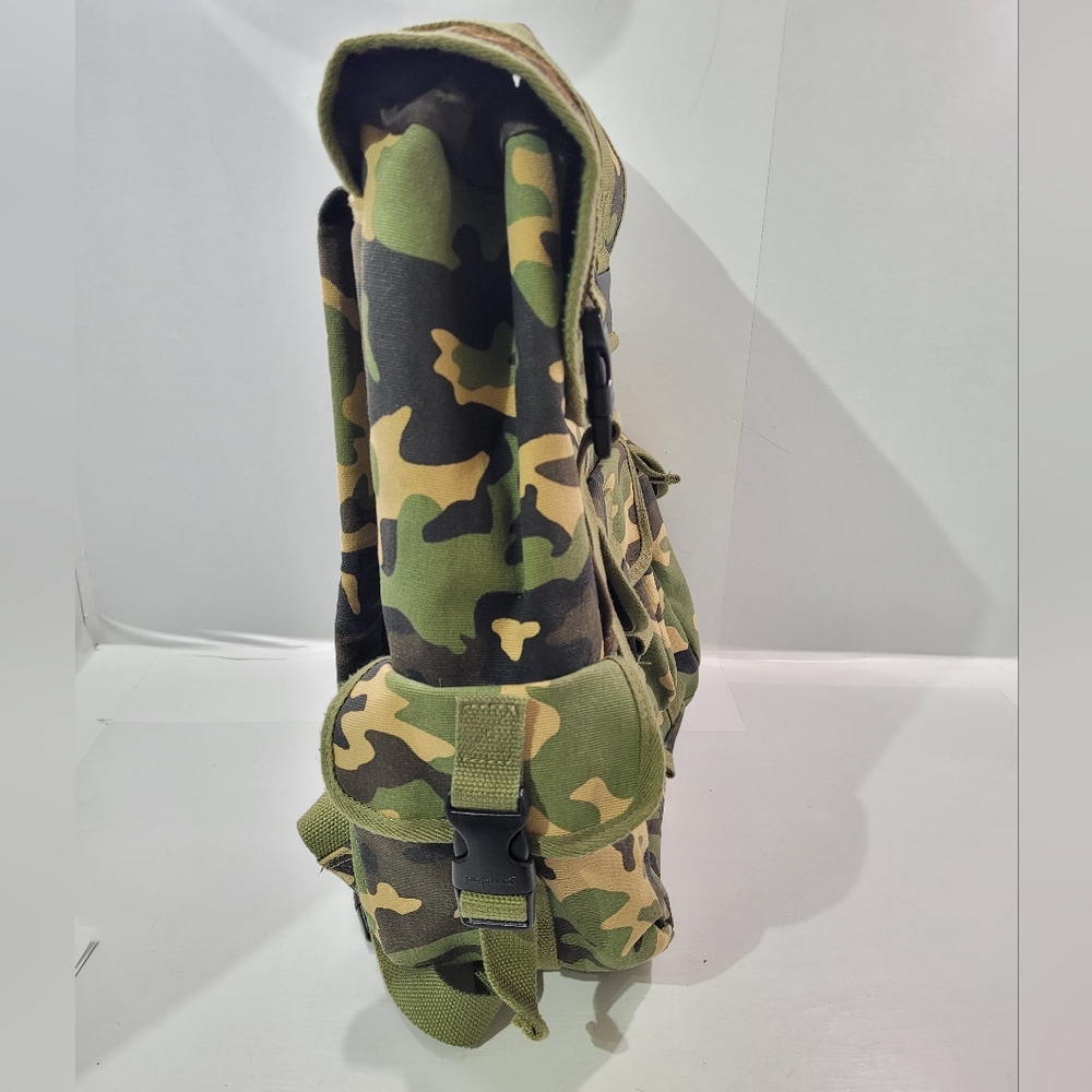 TURBULANCE CAMO MILITARY STYLE TRAVEL HEAVY DUTY CANVAS BACKPACK 18.5" GREEN - Picture 4 of 11